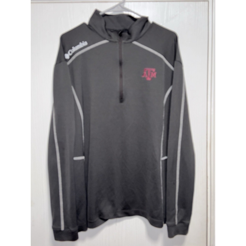 Columbia Golf Mens XL Quarter Zip‎ Pullover Gray Maroon Texas A&M